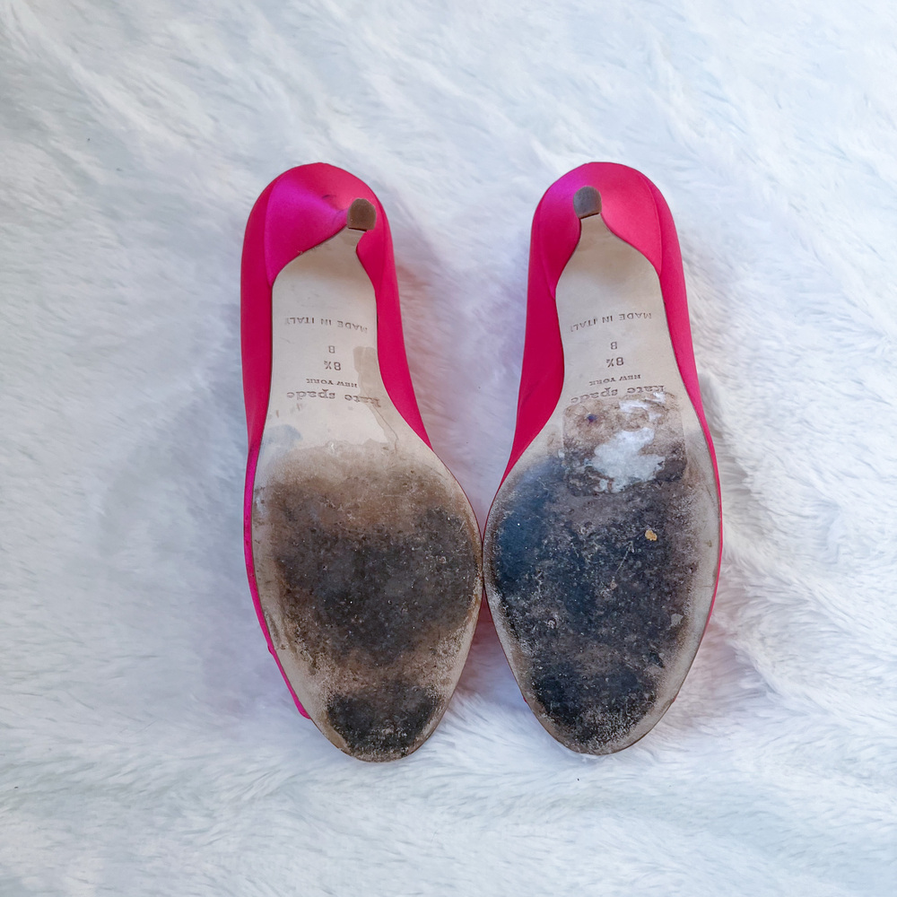 Kate Spade Clarice Hot Pink Satin Peep Toe Heels Size 8.5M - Picture 9 of 13